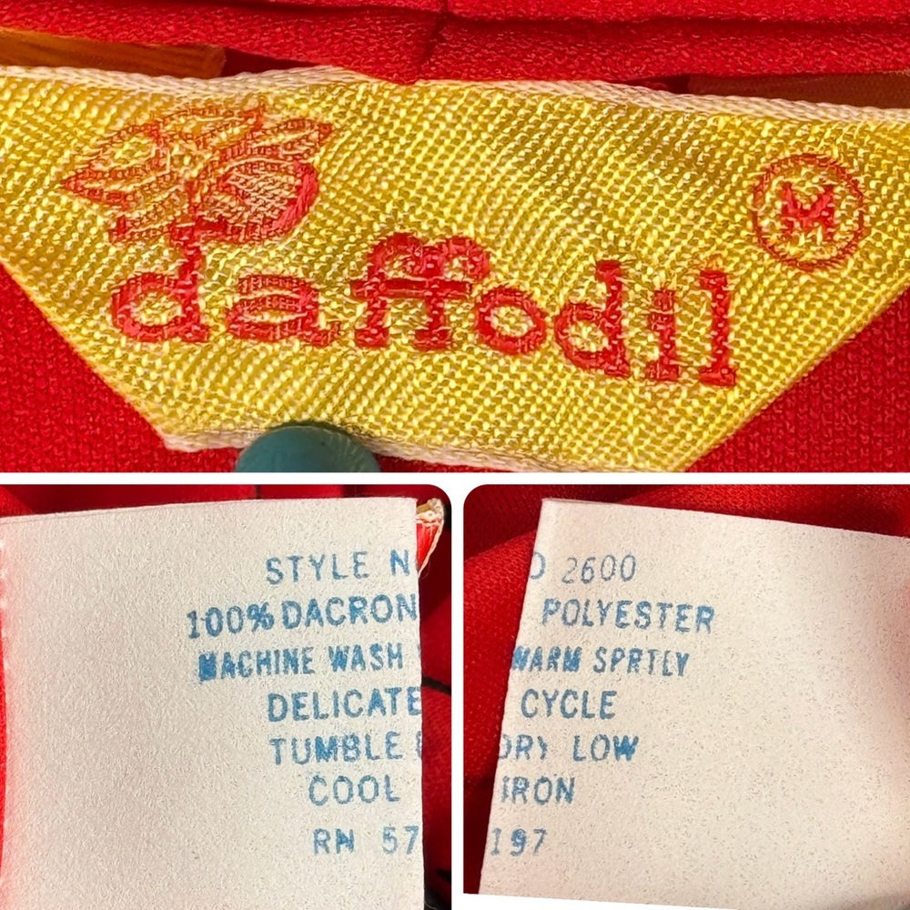 Vintage Daffodil Retro Robe & Slip Dress Red Flying Seagulls Print Whimsigoth M - Picture 11 of 12